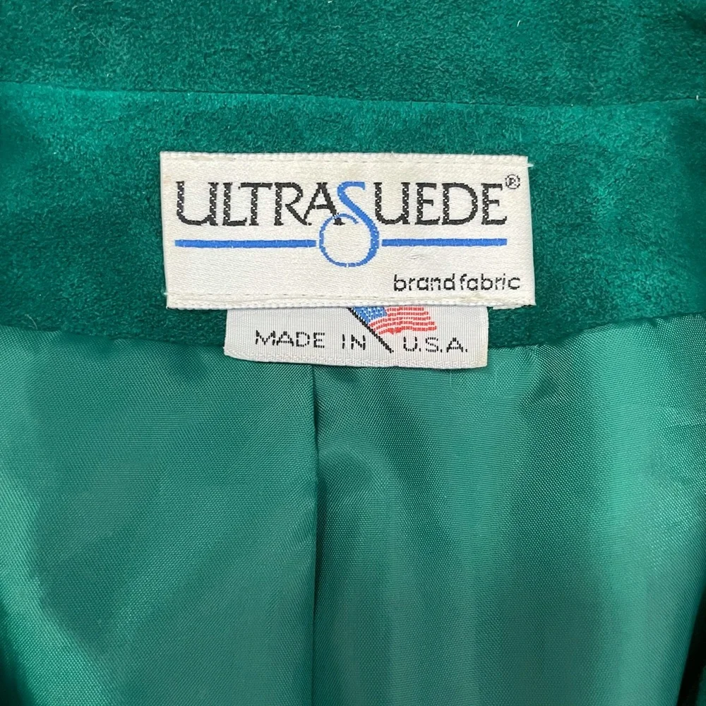 Vintage Emerald Green Faux Suede Blazer - Picture 6 of 16